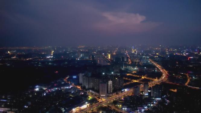 湖南长沙城市夜景航拍空境