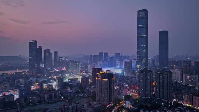湖南长沙市中心IFS城市夜景航拍