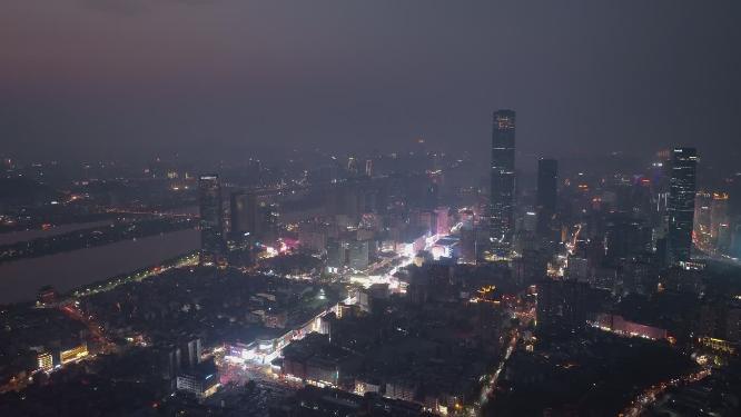 湖南长沙市中心IFS城市夜景航拍