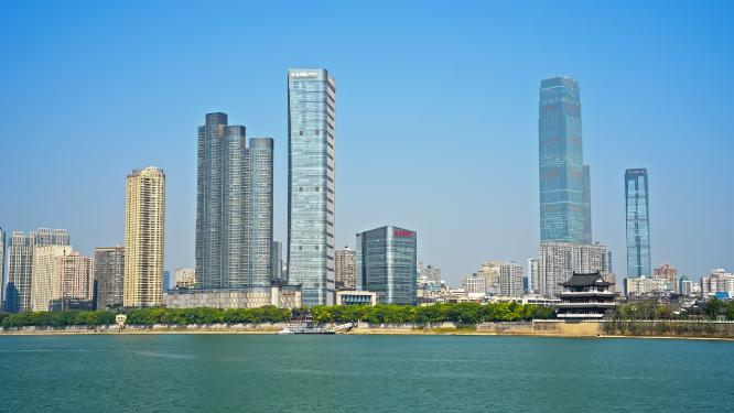 湖南长沙湘江风光带大全景
