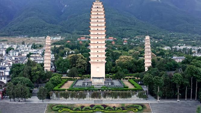 云南大理崇圣三塔寺航拍视频