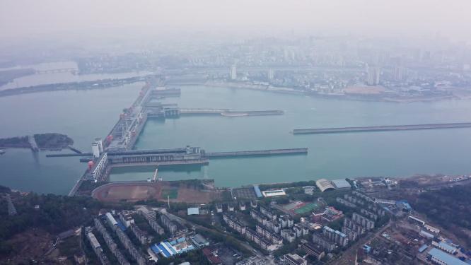 湖北宜昌葛洲坝水电站航拍