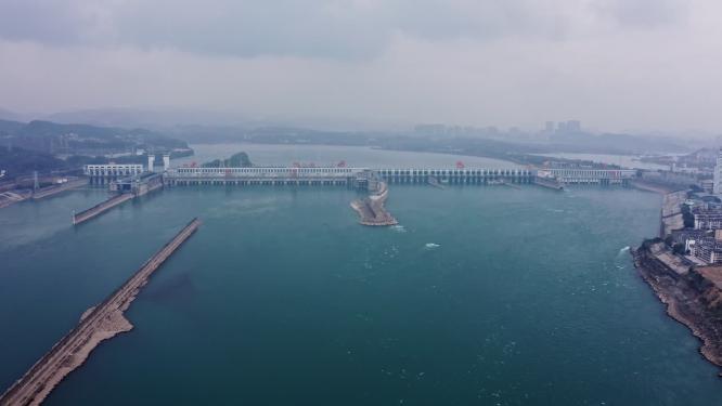湖北宜昌葛洲坝水电站航拍