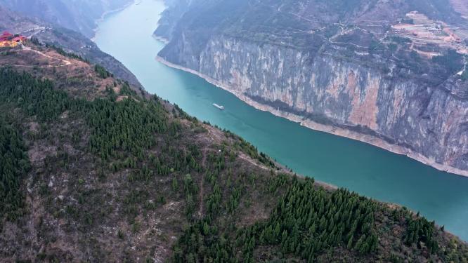 重庆奉节县瞿塘峡夔门白帝城航拍