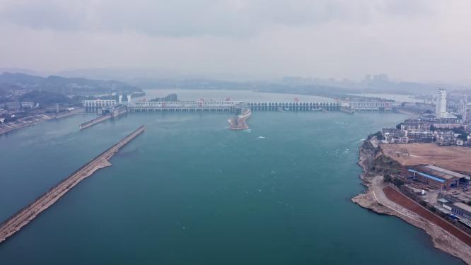 湖北宜昌葛洲坝水电站航拍