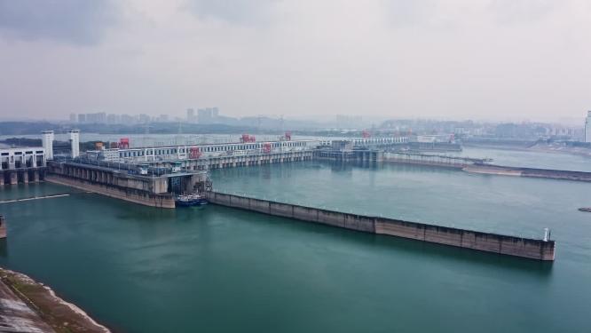 湖北宜昌葛洲坝水电站航拍