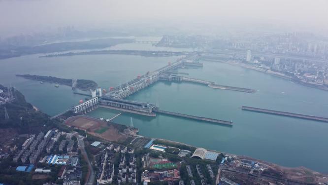 湖北宜昌葛洲坝水电站航拍