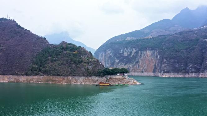 重庆奉节县瞿塘峡夔门白帝城航拍