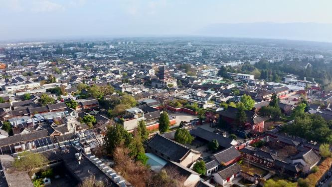 云南大理古城五华楼城市建筑航拍