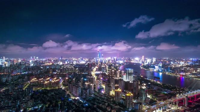 航拍上海杨浦大桥台风天延时