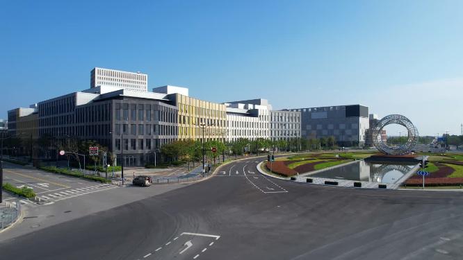 航拍上海临港新城天文馆地标建筑