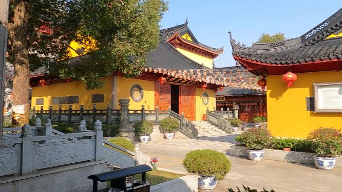 航拍上海青浦天光禅寺