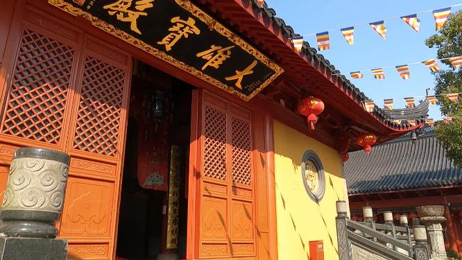 航拍上海青浦天光禅寺
