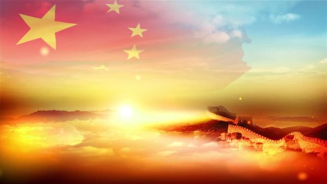 国旗党政长城空背景