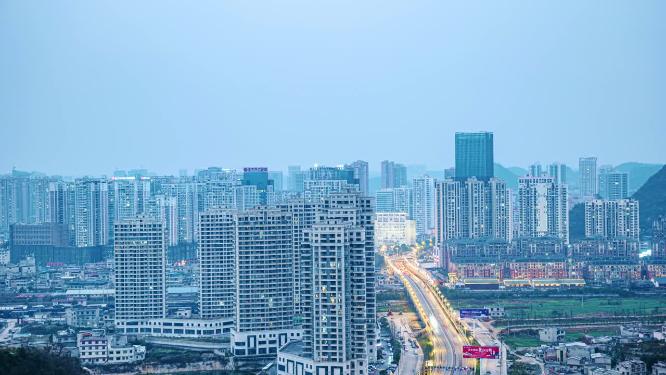 4k延时城市日转夜夜景素材