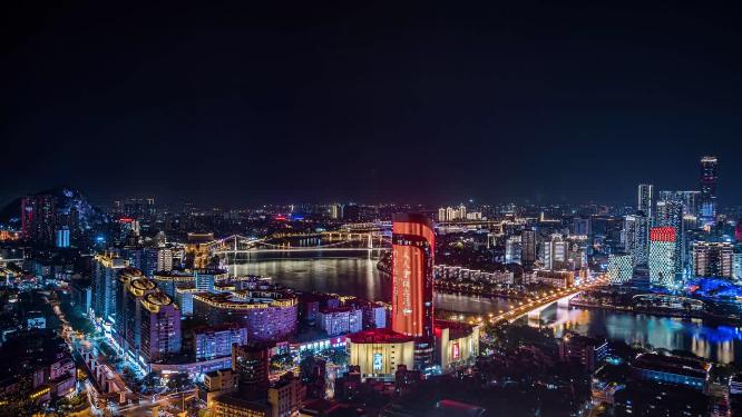 4k延时柳州新城区夜景素材