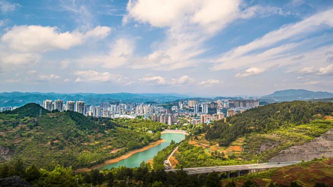 4k延时贵州黔东南凯里全景晴空素材