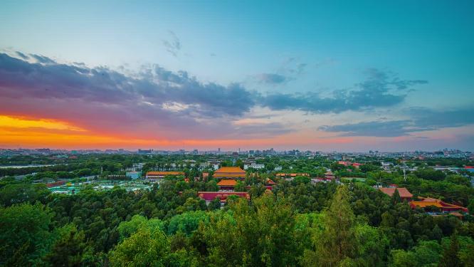8k延时北京景山公园日落素材