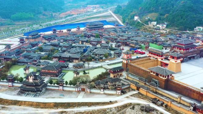 4k航拍都匀影视城建筑