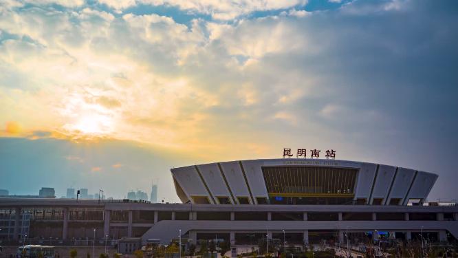 8k云南昆明南站延时素材