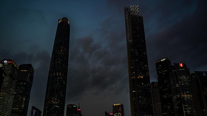 8k延时广州夜景东塔西塔素材