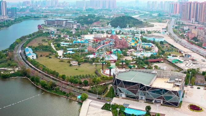4k航拍广西玉林水上乐园
