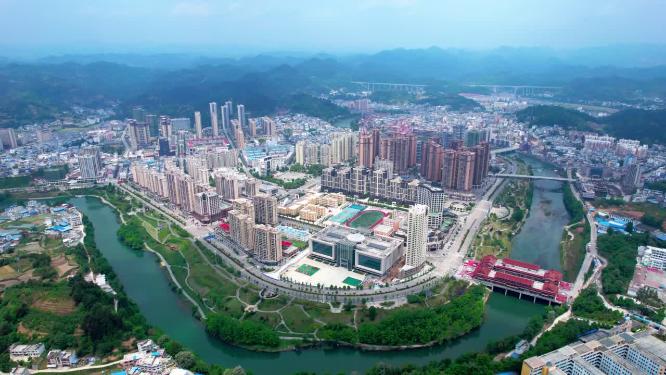 4k航拍贵州黔南平塘县全景