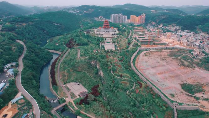 4k航拍贵州黔南福泉市古城镇雄楼