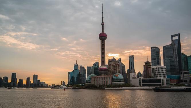 8k延时上海清晨日出东方塔