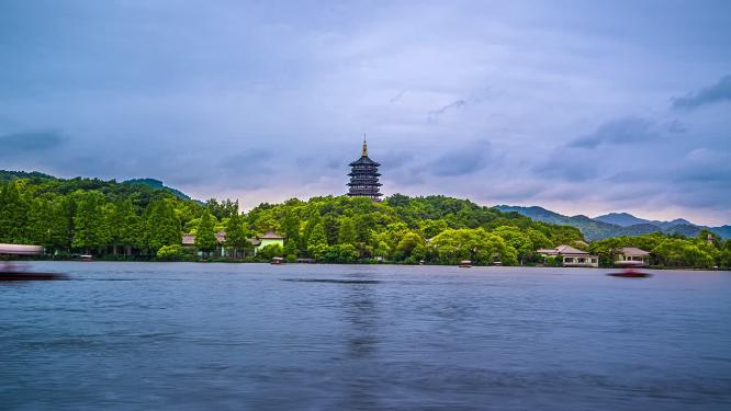 8k延时浙江杭州西湖雷峰塔景区