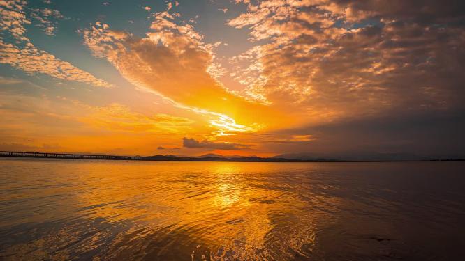 8k延时浙江玉环漩门湾日落夕阳