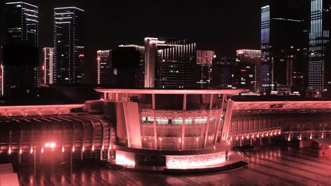 4k航拍浙江永康夜景素材