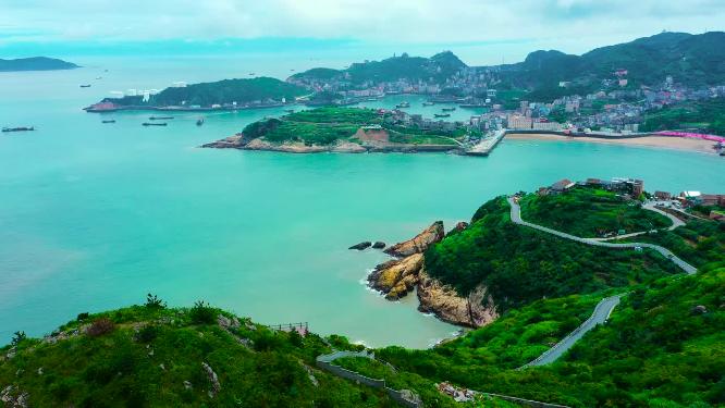 4k航拍浙江温岭石塘镇海湾素材