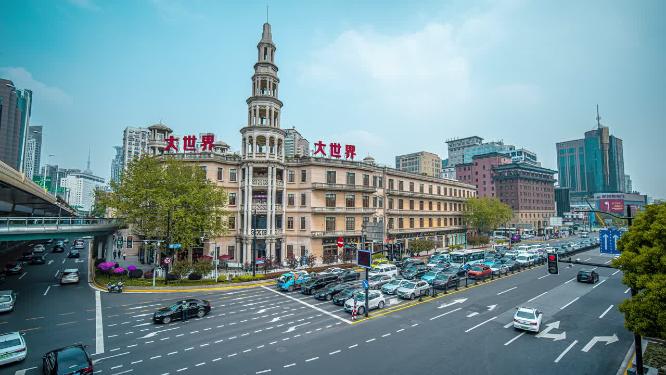 8k延时中国上海地标大世界建筑