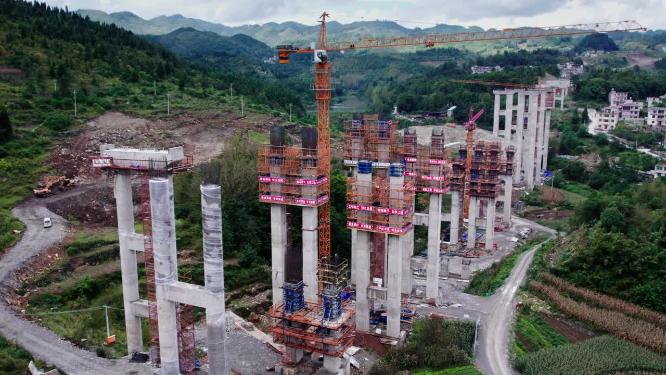 4k航拍基建桥梁桥墩