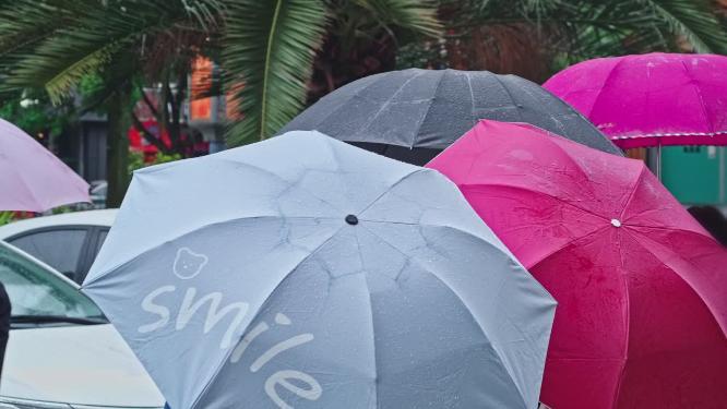 4k实拍雨中打伞