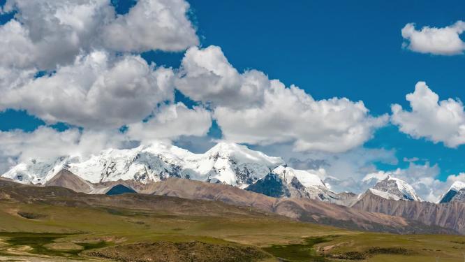 4k延时西藏最美317国道雪山素材