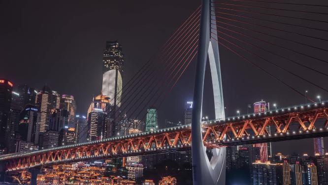 4k延时夜景重庆嘉陵江大桥
