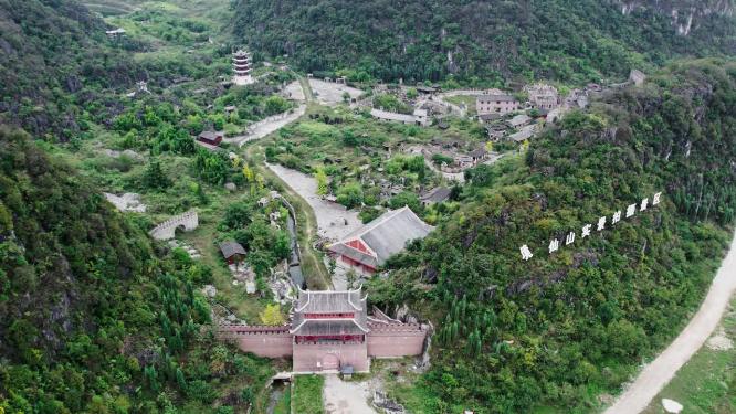 4k航拍实景拍摄景区建筑