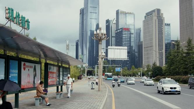 4k城市交通公交CBD建筑