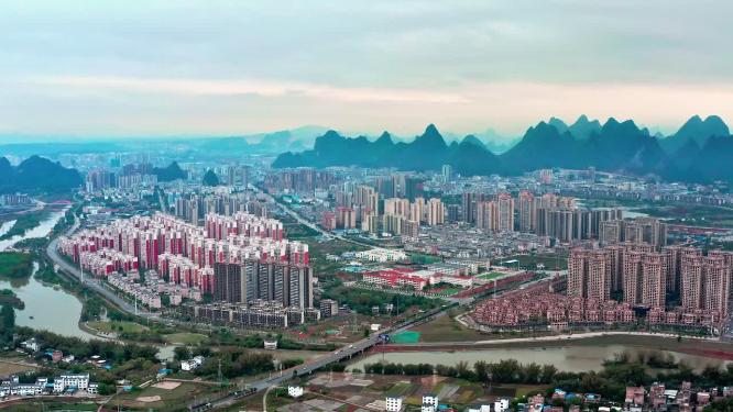 4k航拍广西贺州市全景