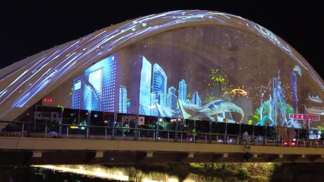 郴州裕后街雅石桥夜空最闪亮灯光城市夜景