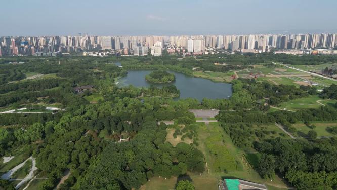 西安大明宫遗址公园太液池景区航拍4K 