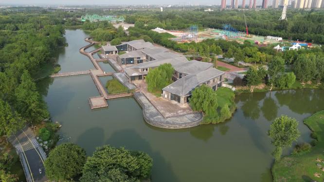 西安浐灞国际湿地公园景区环境航拍