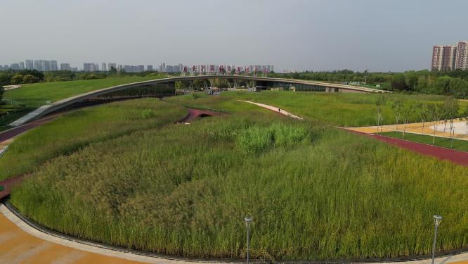 西安浐灞国际湿地公园景区环境航拍