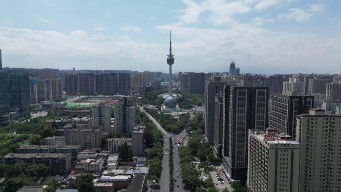 西安电视塔旅游城市地标建筑航拍 
