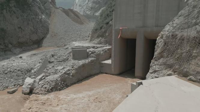 水电站枢纽修建施工建设工程作业航拍