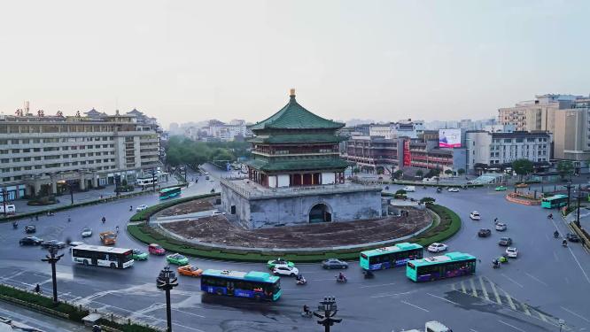 西安钟楼日转夜延时美景