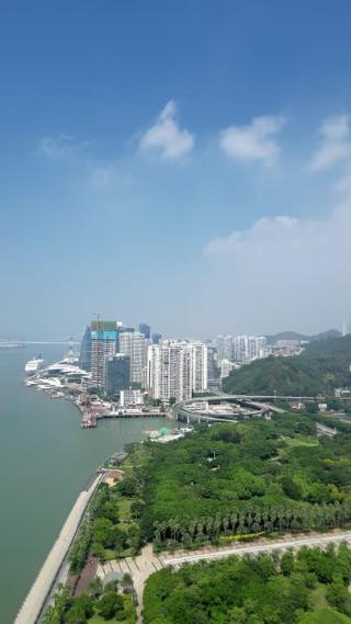 厦门海湾公园和海上世界城市风光高清实拍