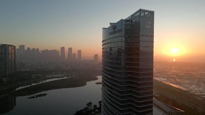 厦门杏林湾平流雾城市日出风光